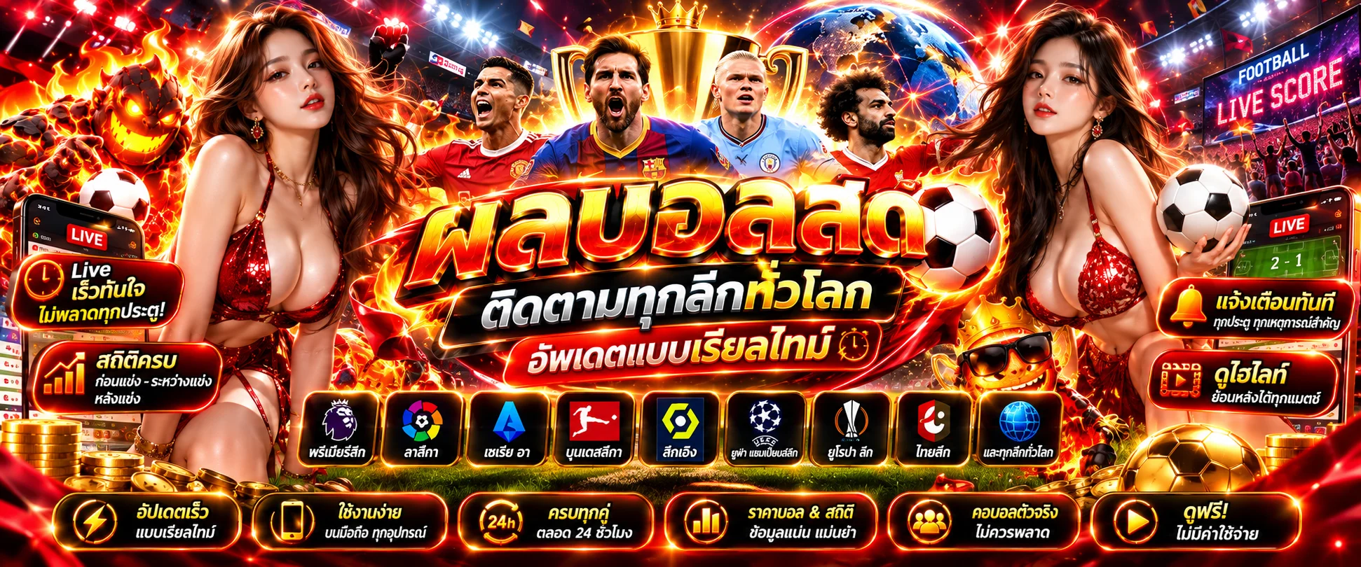 หน้าผลบอลสด PGSLOTGAMING อัปเดตทุกลีก